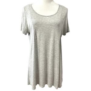 Ink Love And Peace Womens Tunic Top Gray Short Sleeve High Low Key Hole Modal L